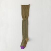 Autumn/Winter Women's Socks With Thigh High Socks Vertical Stripes Loose Mouth Fashion Cotton Knee Length Stockings žalia
