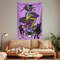 Muzikos grupės „Gorillaz“ gobelenas, pop roko gobelenas, namų dekoravimas, didelis audinio sienos užvalkalas, miegamasis, bendrabučio fonas, sofos antklodė 29x37in