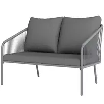 Outsunny sodo sofa su pagalvėmis 2 vietų rotango sofa lauko poilsio sofa balkono sofa rotango sofa sodo poilsio zona polirotango sodo baldai balkono baldai 112 x 72 x 76 cm pilka