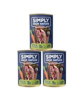 SIMPLY FROM NATURE Šlapias šunų maistas su antiena ir morkomis 3 x 400 g