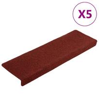 Laiptų kilimėliai lipnūs 5 vnt 65x21x4 cm bordo raudoni stačiakampiai kraštai