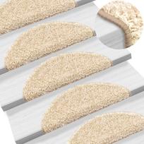 Laiptų kilimėliai 10 vnt 56x17x3 cm kreminės spalvos pusapvaliai