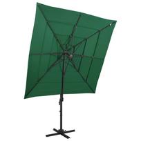 Sodo skėtis su aliuminio stulpu žalias 250x250cm 4 aukščių