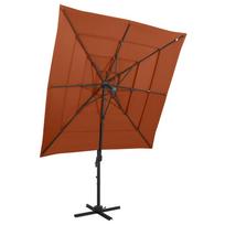 Sodo skėtis su aliuminio stulpu terakota 250x250cm 4 aukščių
