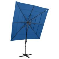 Sodo skėtis su aliuminio stulpu mėlynas 250x250cm 4 aukščių