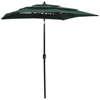 Sodo skėtis su aliuminio stulpu žalias 2x2m 3 aukščių