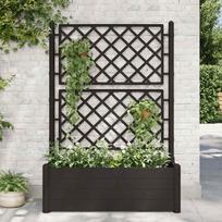 Sodo lovelis su treliažu antracito spalvos 100x43x142cm PP