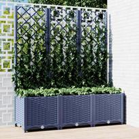 Sodo lovelis su treliažu mėlyna pilkas 120x40x136cm PP