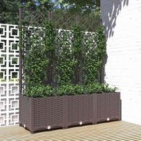 Sodo vazonas su grotelėmis rudas 120x40x136 cm PP