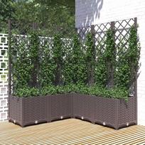Sodo lovelis su treliažu rudos spalvos 120x120x136cm PP