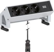 Bachmann Desk2 socket-outlet 3 x Type F Black, Stainless steel