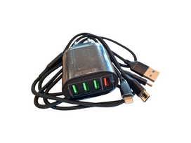 Telefono pakrovejas 48W + laidas 3in1 usb a usb type c + lightning + micro usb 100cm quick charge 3.0