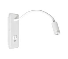 Lanksčioji LED sieninė lempa su USB BASE LED/8W+LED/2W/230V, balta