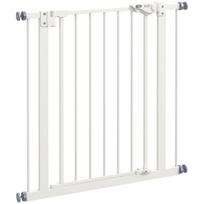 Durų apsauginė tvorelė šunims, be gręžimo, 74–80 cm, metalas ir plastikas, balta, 1 vnt