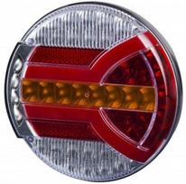 Galinė lempa LED, apvali, 12/24V, balta/oranžinė/raudona, Ø140mm, Kramp LA40065