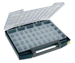 Rūšiavimo dėžė 421×361×55 mm, 15 l, mėlynas polipropilenas, 45 skyreliai, Raaco Boxxser 55 5×10 134897