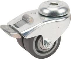 Sukamasis ratukas, guminis ratukas: skersmuo 50x19mm, su stabdžiu, vienos skylės tvirtinimas, apkrova: 60kg, Tente 2975PJP050P3011