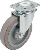 Pasukamas ratukas, guminis ratas: 200x46mm, tvirtinimo plokštė 137x105mm, apkrova 400kg, Tente 3470UFP200P63