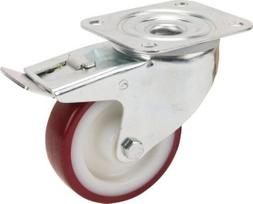 Pasukamas ratukas, poliuretano ratas: 100x32mm, su stabdžiu, tvirtinimo plokštė 105x85mm, apkrova 150kg, Tente 3477UAR100P62