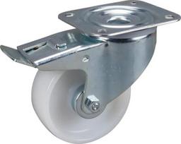 Pasukamas ratukas, poliamido ratas: 100x36mm, su stabdžiu, tvirtinimo plokštė 105x85mm, apkrova 200kg, Tente 3477UOJ100P62