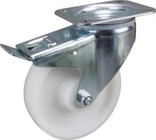 Pasukamas ratukas, poliamido ratas: 160x40mm, su stabdžiu, tvirtinimo plokštė 137x105mm, apkrova 350kg, Tente 3477UOR160P63