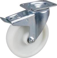 Pasukamas ratukas, poliamido ratas: 200x50mm, su stabdžiu, tvirtinimo plokštė 137x105mm, apkrova 350kg, Tente 3477UOR200P63