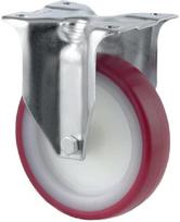 Fiksuotas ratukas, poliuretano ratas: 80x32mm, su stabdžiu, tvirtinimo plokštė 103x85mm, apkrova 100kg, Tente 3478UAR080P62