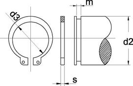 Išorinis fiksavimo žiedas 42x1.8 mm DIN 471, nerūdijantis plienas, Kramp 47142RVS