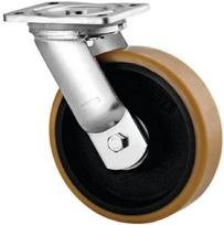 Ratukas su pasukamu laikikliu, poliuretano ratas: skersmuo 200x50mm, tvirtinimas plokšte: 135x110mm, apkrova: 1,000kg, Tente 9680FTP200P63
