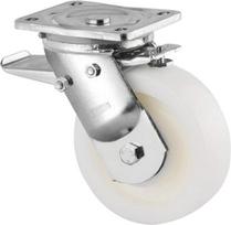 Ratukas su pasukamu laikikliu, poliamido ratas: skersmuo 125x50mm, su stabdžiu, tvirtinimas plokšte: 135x110mm, apkrova: 700kg, Tente 9682TOP125P63