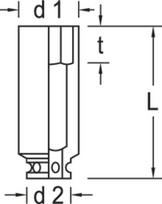 Ilga smūginė galvutė 21mm 1/2" DPK19L21