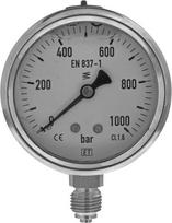 Manometras Ø63 0-1000 bar 1/4" MA6301000L04SSGF