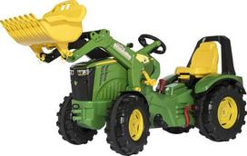 Pedalinis traktorius su priekiniu krautuvu John Deere 8400R, su stabdžiu ir pavaromis, nuo 3 m., rollyX-Trac (Rolly Toys) R65107