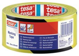 Įspėjamoji juosta, grindų žymėjimui, juoda/geltona, 33m x 50mm, Tesa® T607600008715