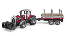 Massey Ferguson 7480 su priekiniu krautuvu ir medienos priekaba U02046