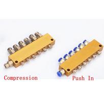 2/3/4/5/6/7/8/9/10 Way 6mm In 4mm Out Compression / Push In Brass Adjustable Lube Oil Distributor Value Manifold Block Snap-in