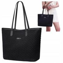 Moteriška juoda elegantiška shopper tipo rankinė, talpi 15,6 l, nešiojama ant peties, madinga kasdienai ir darbui. CHANTRIA CB801 Black.
