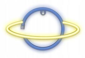 Neoninė LED lemputė SATURN geltonai mėlyna Šikšnosparnis + USB FLNE11"Forever" šviesiai