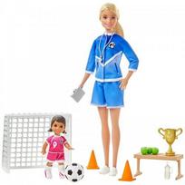 Lėlė Barbė - futbolo trenerė su priedais