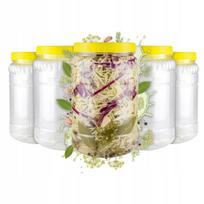 5x Plastikinis 3l Pet indas maistui, medui, sultims, biriems produktams
