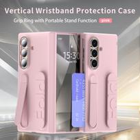 Silicone Wrist Strap Fold Stand Slot Card Holder Wallet Case For Samsung Galaxy Z Fold 7 6 5 4 5G Shockproof Soft Bumper Cover Galaxy Z Fold4