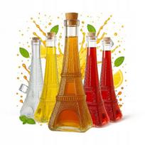 5x Stiklinis butelis „paris“ 350 ml su kamšteliu