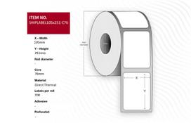 Capture Ship-label 105 x 251mm, Core  76mm. Direct Thermal, 700