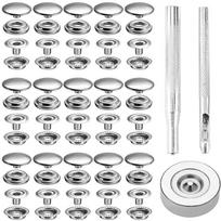 Nerūdijančio plieno Užsegimo Sagtelės Be Siuvimo Rinkinys Su Įrankiu - 4 Skylės Avariniai Džinsų Sagtelės 40 Set Stainless Steel Big Button + 3 Tools + Box
