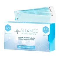 All4med sterilizavimo maišeliai autoklavui 90 mm x 135 mm 200 vnt.