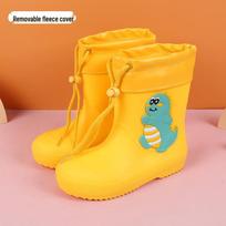 Feng Qing Fan Kids' Waterproof Rain Boots with Non-slip Sole and Elastic Cuff - Cartoon Design for Toddlers Size 18