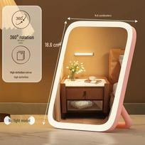 Išmanusis nešiojamas LED makiažo veidrodėlis su 360 laipsnių užpildymo šviesa ir plokščiu stalo dizainu beige