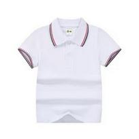 Vaikiški balti medvilniniai polo marškinėliai atlenkiamu kaklu - unisex mokyklinė uniforma pradinių klasių mokiniams 100cm