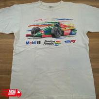 90-ųjų Benetton F1 lenktynių marškinėliai vintage baltas marškinėlis QT2659 - Pakartotinio leidimo prekė !!! Unisex marškinėliai XL white