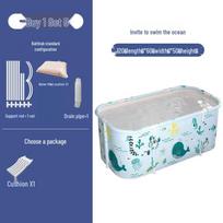 Nešiojama sulankstoma vonia suaugusiems ir vaikams - Viso kūno dušo kibiras rudeniui/žiemai Bathtub + Backrest + Cushion + Drain Pipe blue